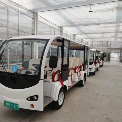 工厂访客14座电动接待车 电动空调观光车