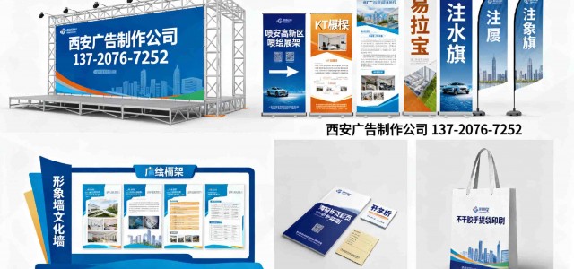 ​西安广告物料制作公司 喷绘桁架舞台 kt板展架  彩页画册